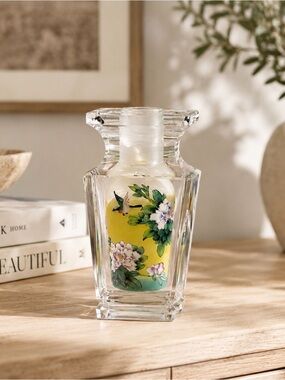 Vintage Hand-Painted Jacarte Crystal Vase